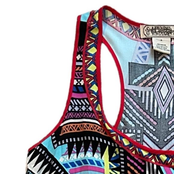 Flying Tomato Boho Print High Low Racerback Tank Top Size Small - Picture 3 of 12